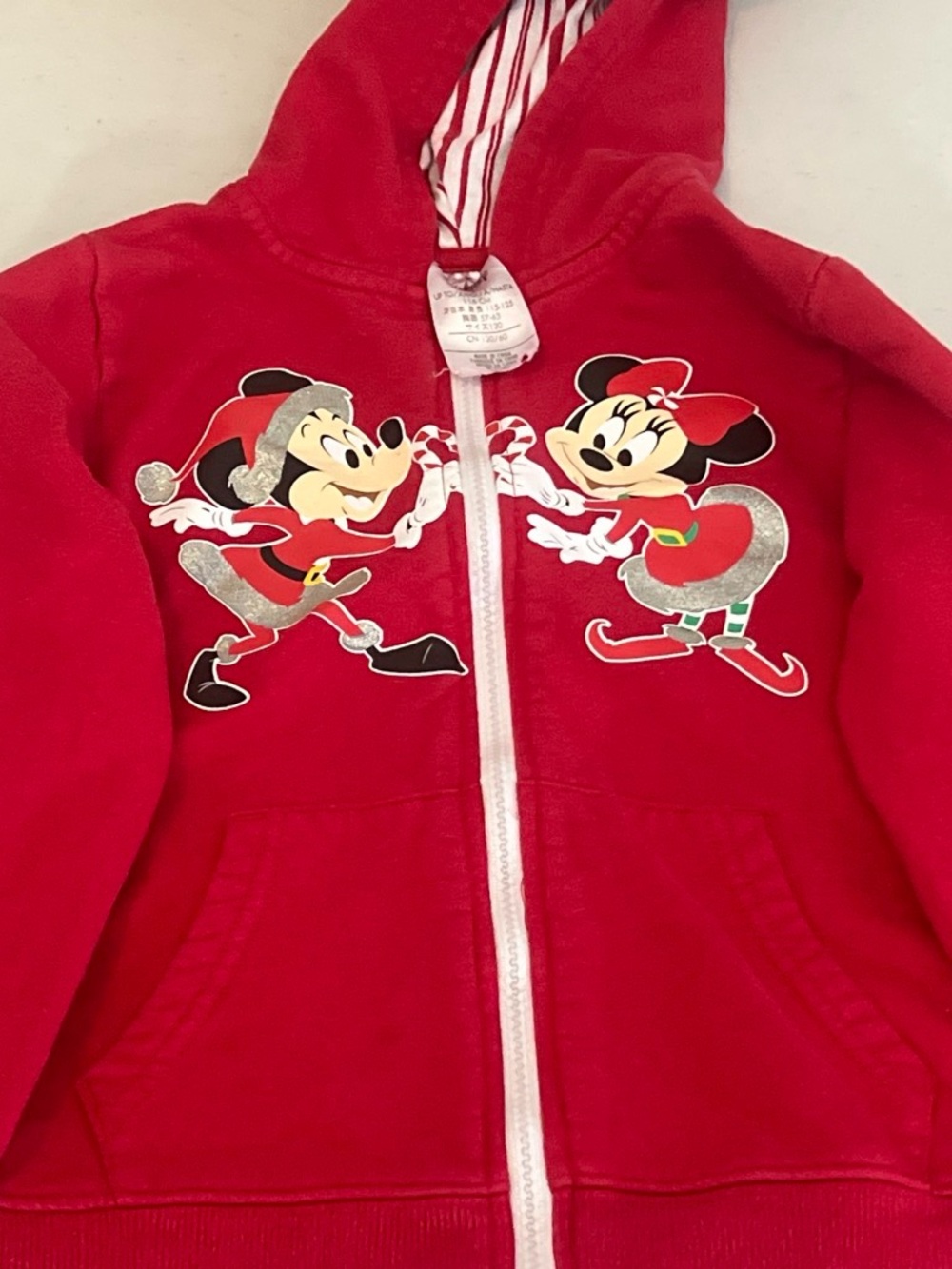 Disneyland resort Kids' Red Minnie & Mickey Holiday Zip Hoodie